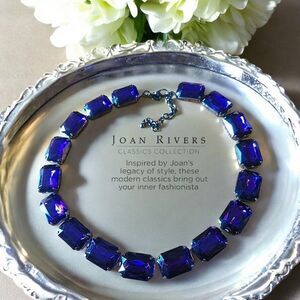 JOAN RIVERS Purple and Gunmetal Black Faceted Stone Matinee Necklace